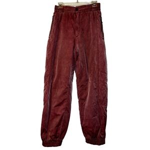 Luhta Vintage Quilted Jogger Pants Washed Burgundy High Waist Size 12 USA